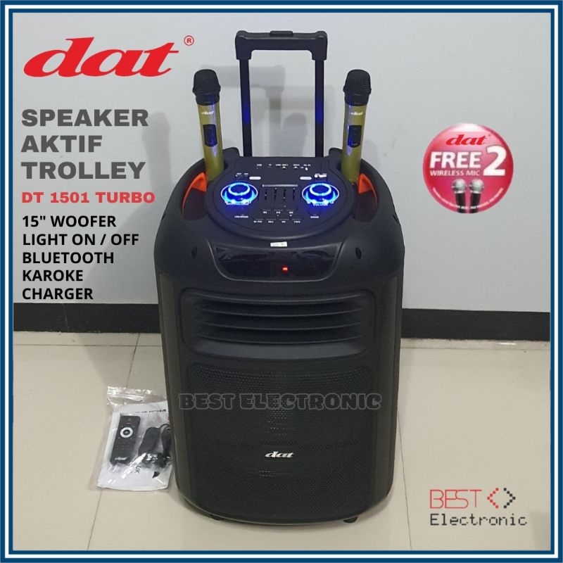 SPEAKER AKTIF PARTY TROLLEY 15 INCH DAT DT 1501 DT1501 DT-1501 TURBO BLUETOOTH
