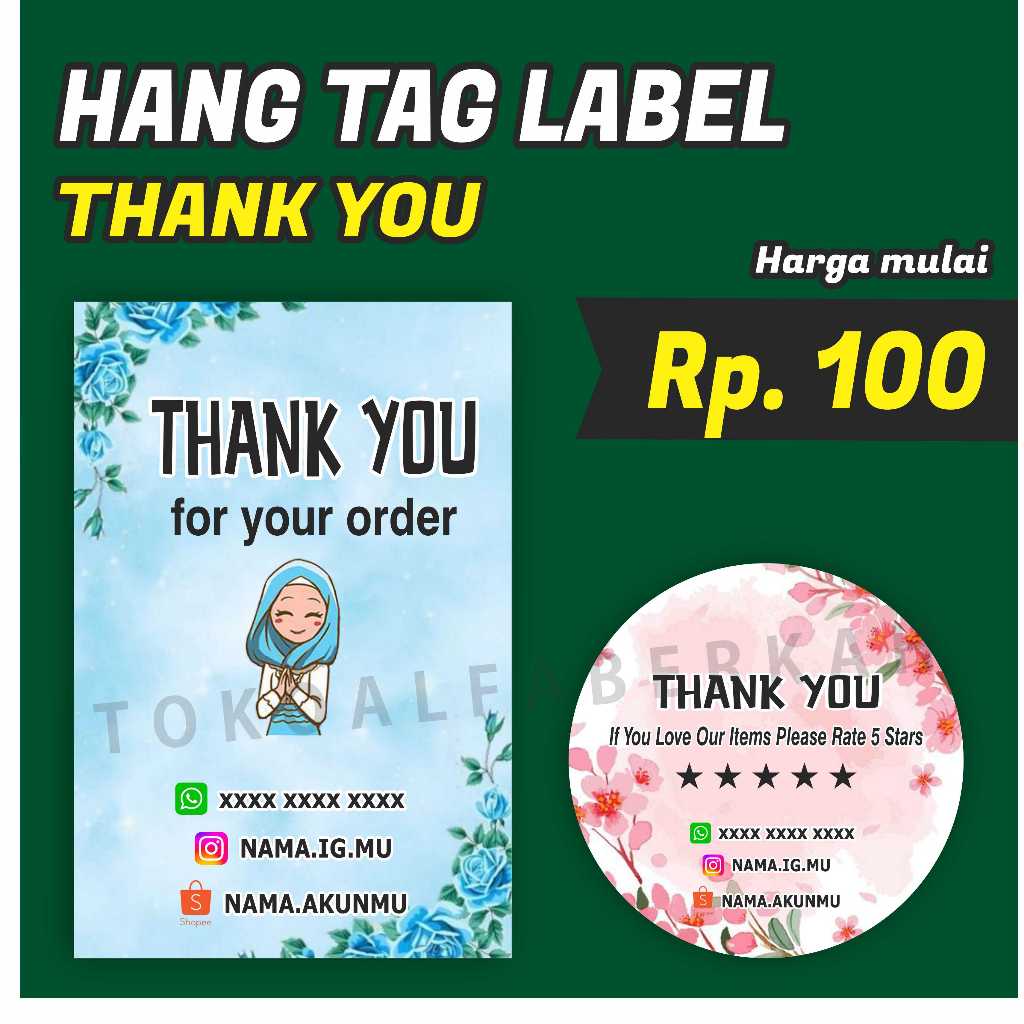 

(10pcs) HANG TAG LABEL THANK YOU TERIMA KASIH OLSHOP