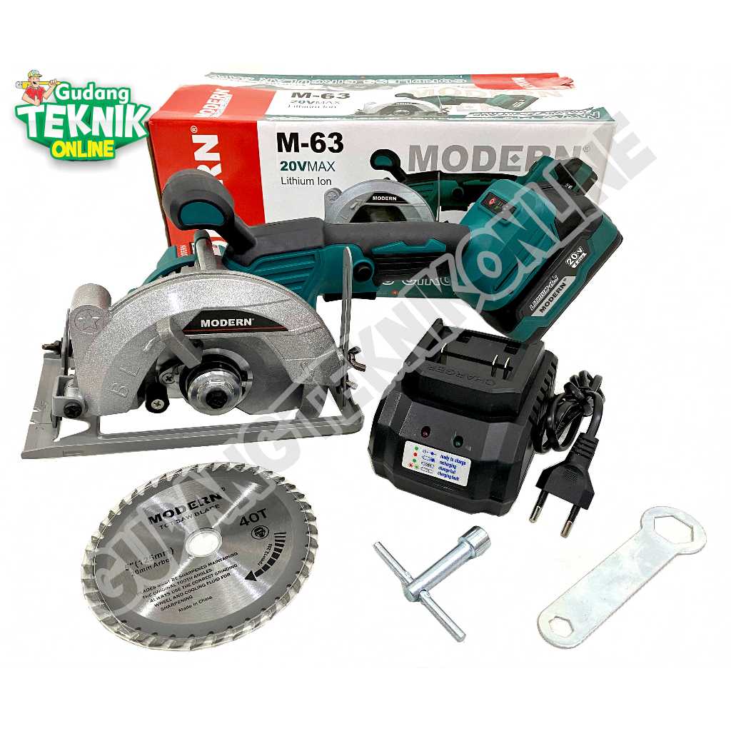 Mesin Circular Saw 5" CORDLESS M63 MODERN 20V / Sirkel Circular Saw 5 Inch BATTERY BATERAI M 63 - Me