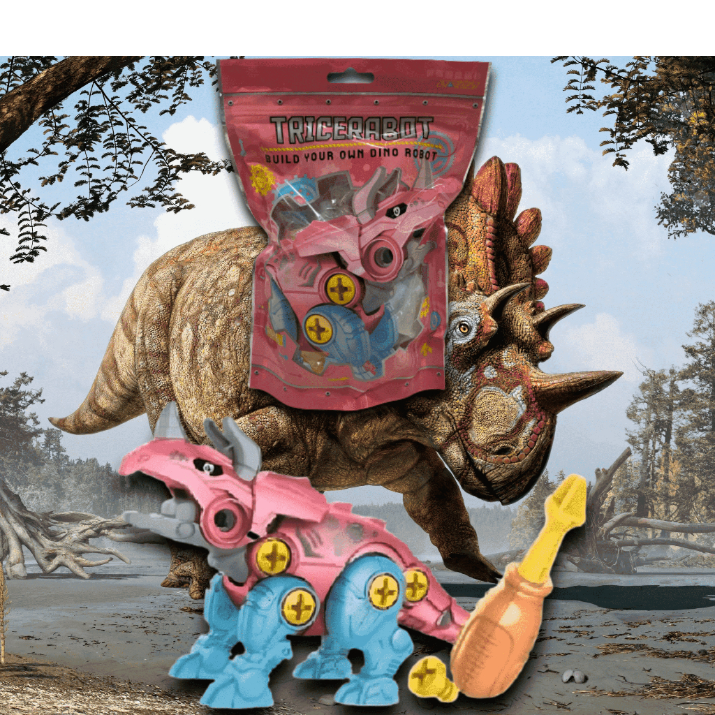 Mainan Anak DIY Rakit Dinosaurus Rhino Toys Build Your Own Dino RoboT TY07200246 obeng Puzzle Dinosa
