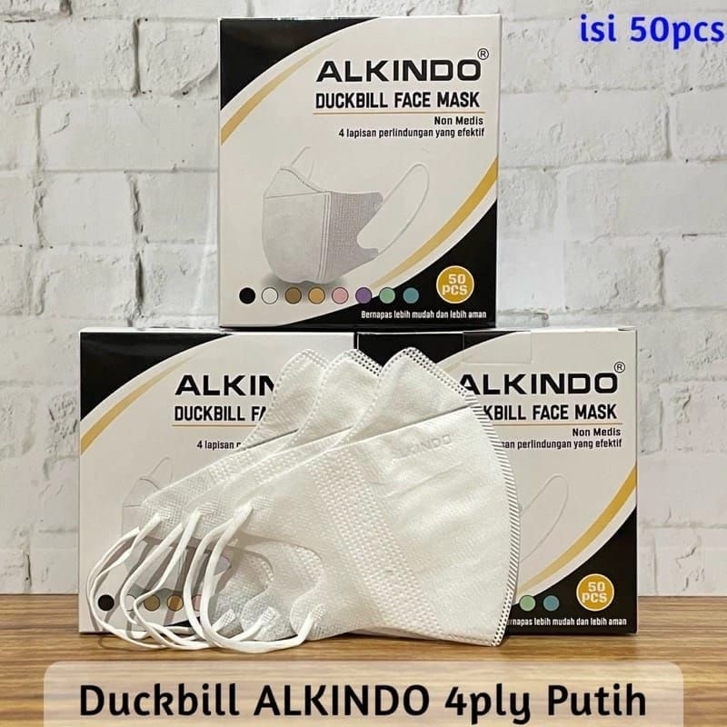 (ISI 10 PCS) PREMIUM MASKER DUCKBILL ALKINDO 4 PLY / MASKER DUCKBILL ALKINDO GARIS / DUCKBILL MURAH