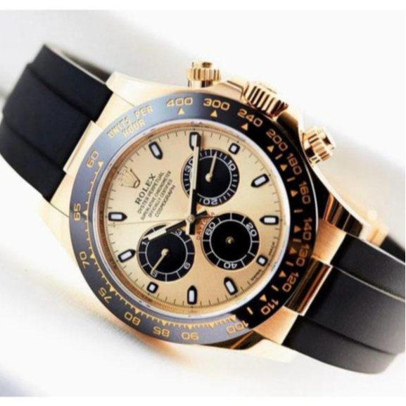 COD, Jam Automatic Pria Rolex Daytona Analog Chrono Hari & Tanggal Aktif Tali Rubber Rose Gold Black