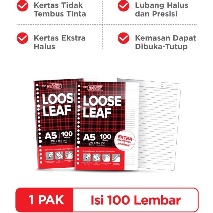 

Hemat Belanja Big Boss Loose Leaf A5 Garis 1 Lembar Kertas Binder