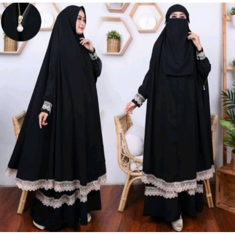 Gamis Syari Alya Set By Resvy_collection