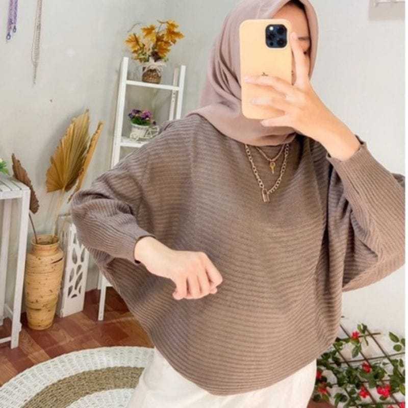 Batwing Sweater Rajut Oversize - Baju Rajut Atasan Wanita