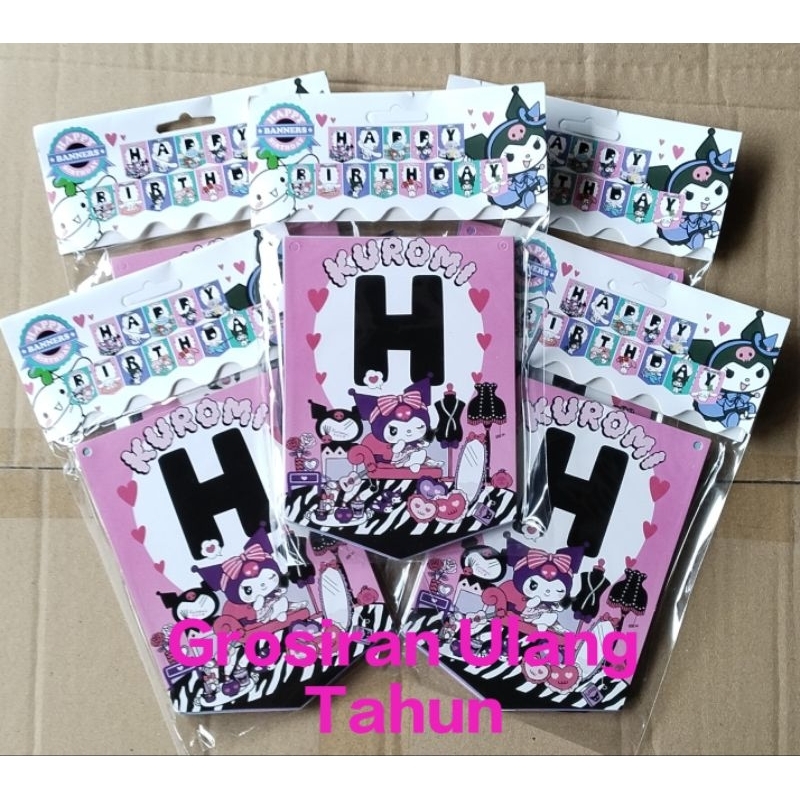 Banner Ulang Tahun Karakter Kuromi / Banner Segilima / Banner Ulang Tahun