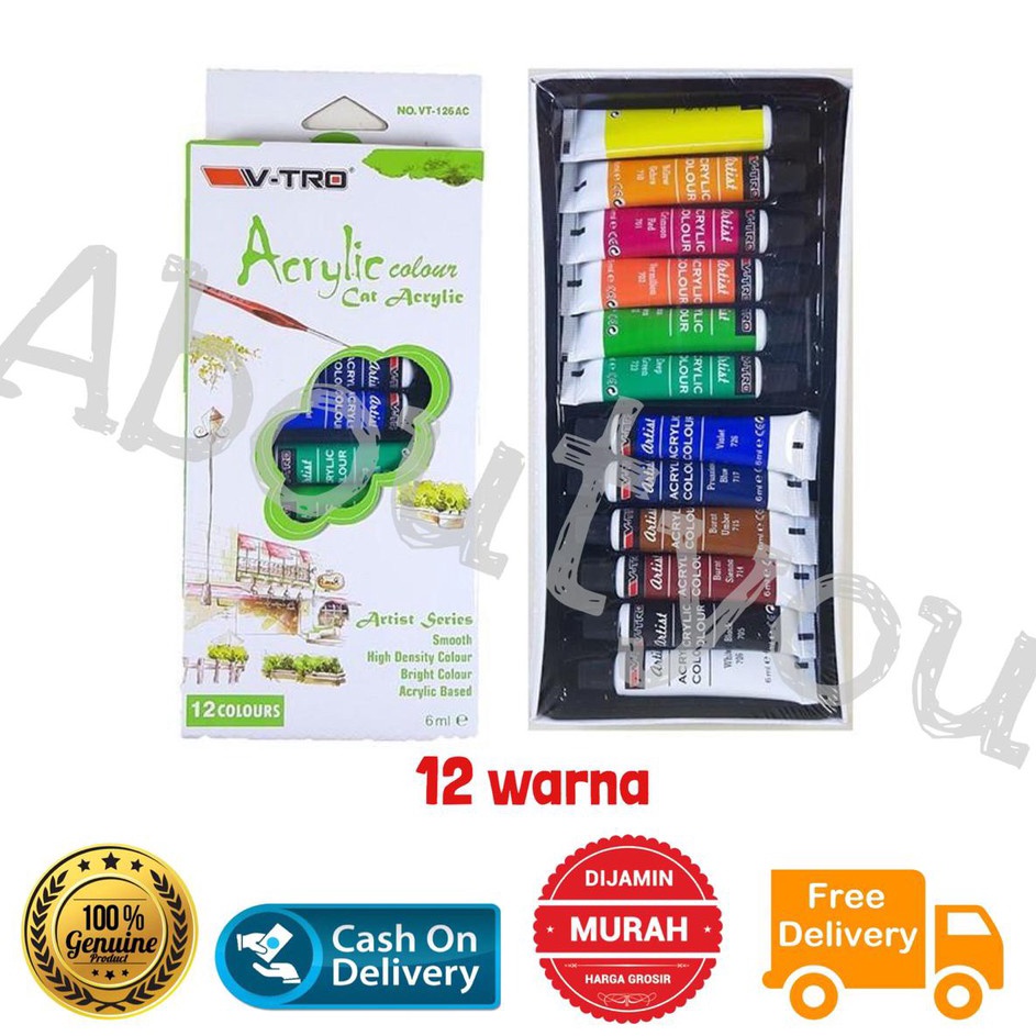 

Top Discount Premium Set Acrylic CAT AKRILIK Set Lukis 12 warna Acrilic Paint Color