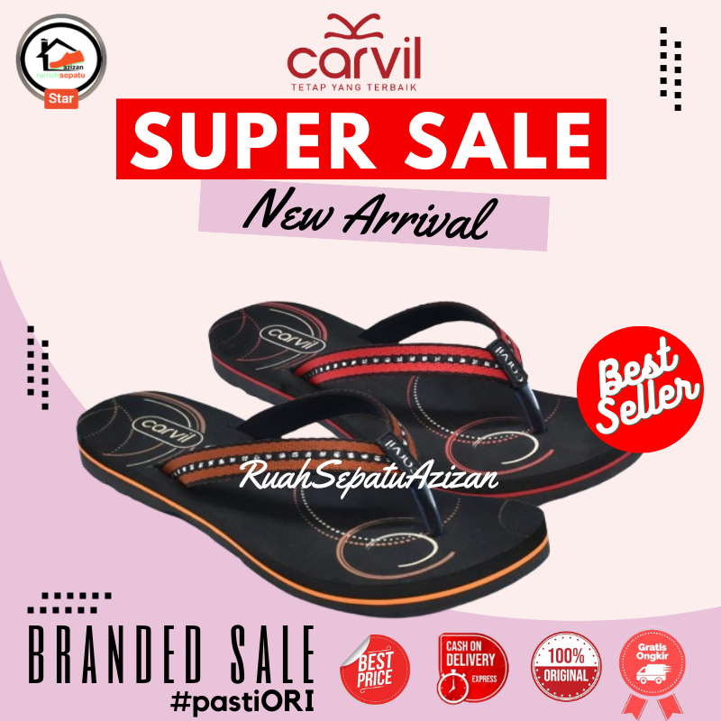 Carvil Gracia - L sandal Jepit Flat Wanita by Carvil Original