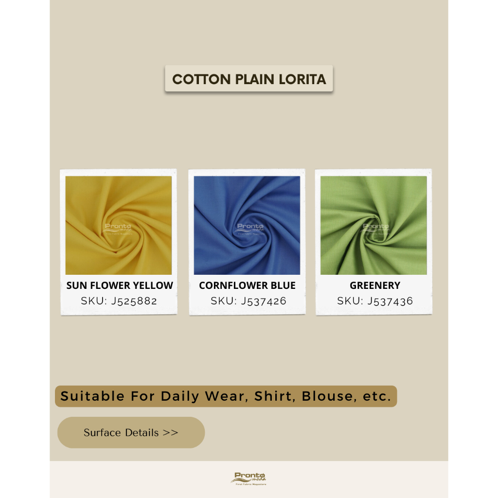 Katun Cotton Plain Lorita Series (Pronto Moda)