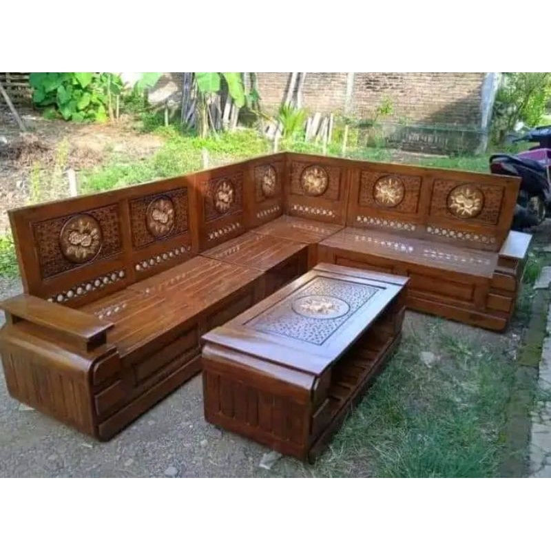 kursi kayu jati kursi ruwang tamu kerajinan furniture kayu jati asli bagus dan rapi