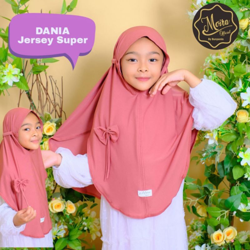 Moira Jilbab anak bergo non pet dania jersey super