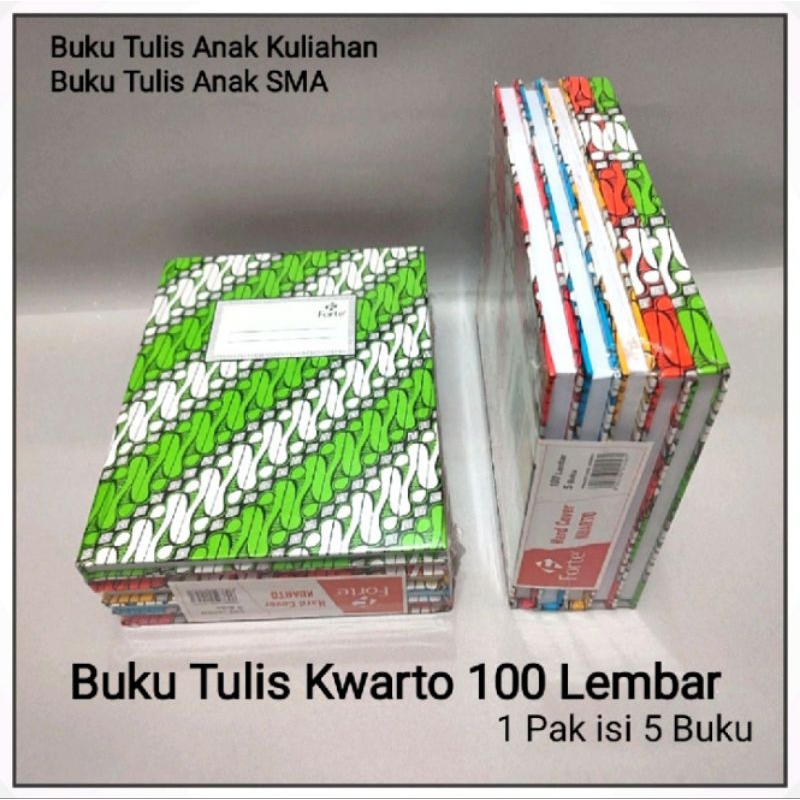 

1 Pak Buku Kwarto Sedang 100 Lembar / Hard Cover / Sampul Tebal