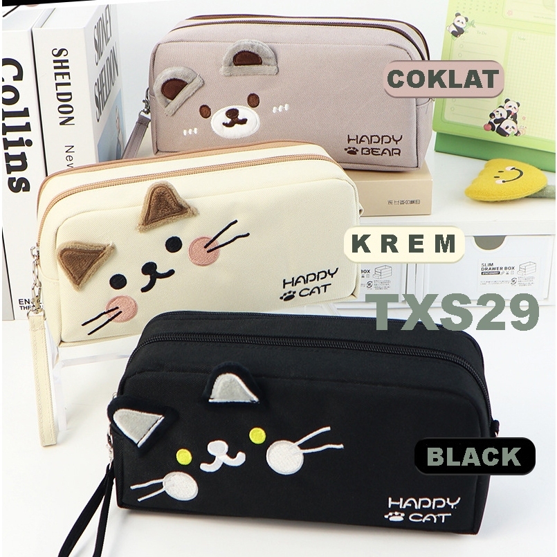 

Tempat pensil karakter kucing terbaru pencil case box pensil viral korea organizer box pencil multifungsi happy cat