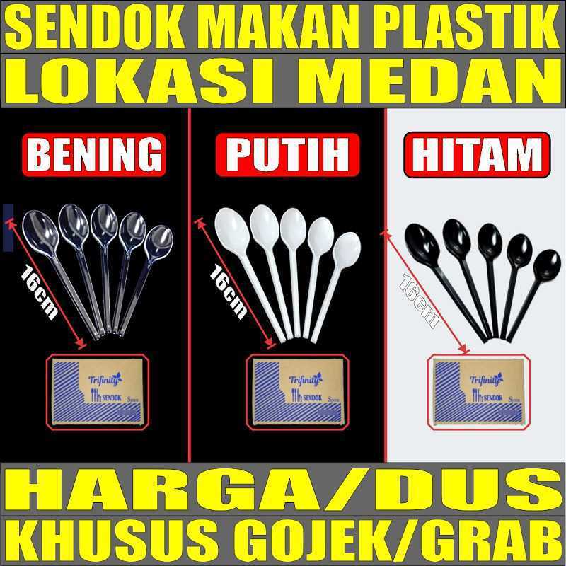 Sendok Makan Plastik Kuat Tebal Panjang Bening / Hitam / Putih Trifinity Dus Gjk Medan