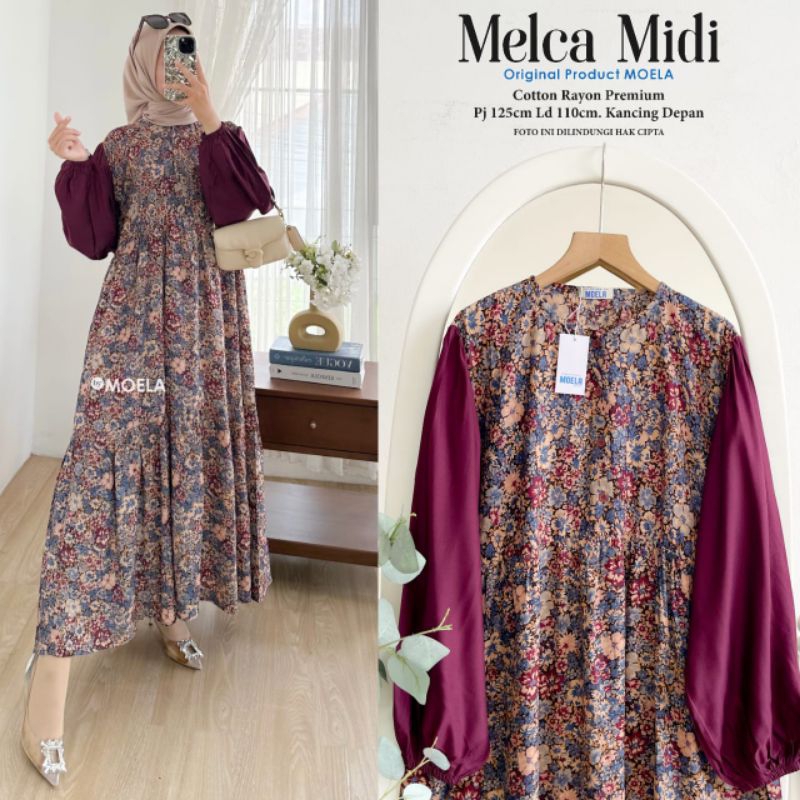 MELCA BLISA MIDI KOMBINASI DRESS MOELA