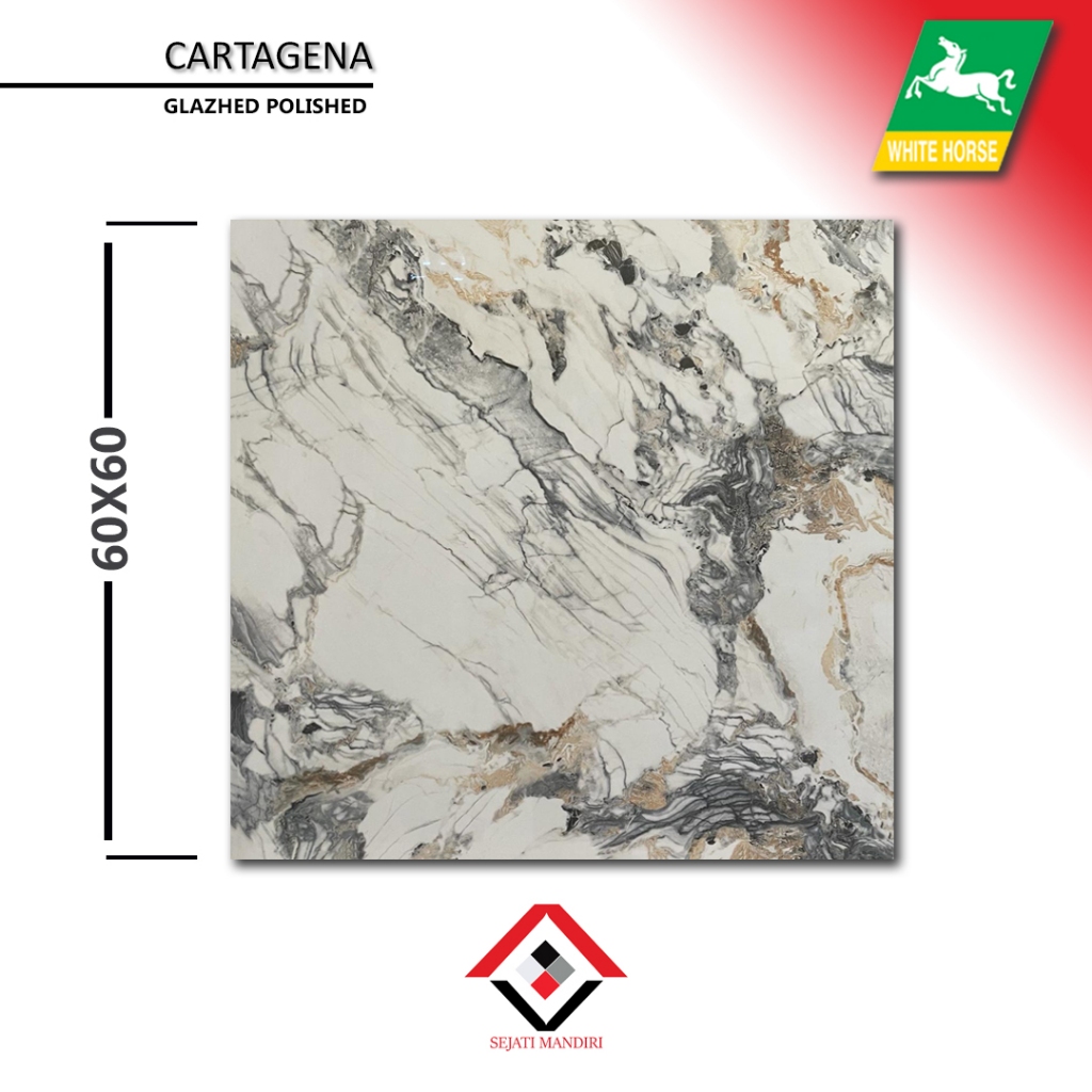 granit 60x60 - motif marmer - white horse cartagena