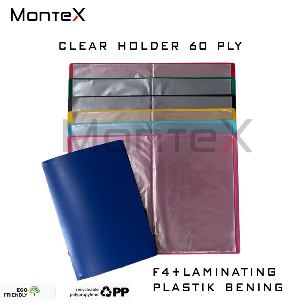 

MONTEX CLEAR HOLDER 60 PLY FOLIO F4 PLASTIK BENING DOCUMENT KEEPER / CH-60 PLY