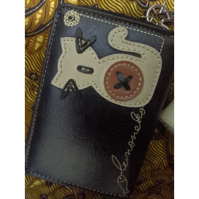 dompet chatelain kucing lucu warna cokelat gelap