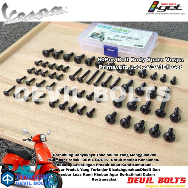 (60Pcs) Baut Body Vespa Primavera 150/Baut Body Spare Vespa Matic