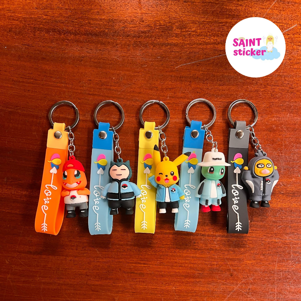 [GKI6] Gantungan Kunci Key Chain Rubber Karet Karakter Kartun Pokemon