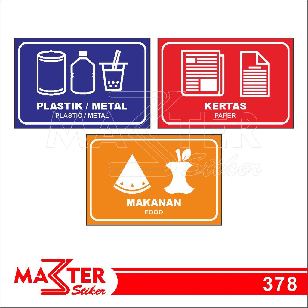 

378 - Stiker Jenis Sampah, Sticker Vinyl, Premium, Tahan Air, Termurah, dan Bisa Custom