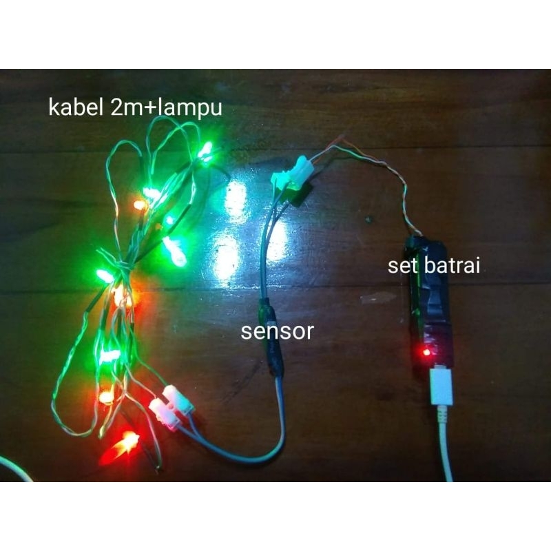 lampu layangan paket komplit.. batrai cas+sensor+kabel lampu