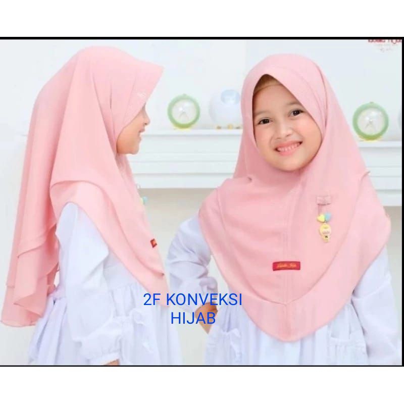 Hijab Khimar Kerudung Anak Perempuan 2 Layer  4-11 Tahun Ceruty Babydoll Premium Hijab Syar'i Anak T