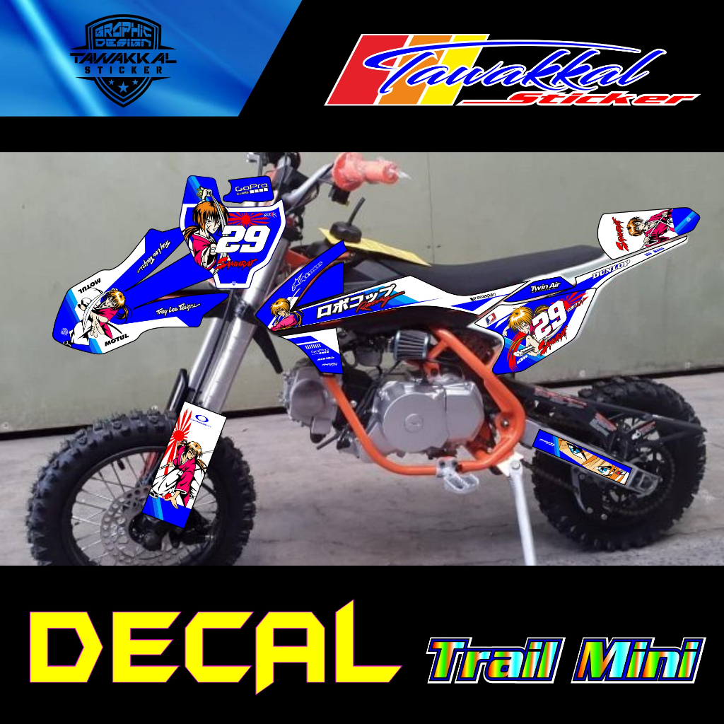 Sticker Decal Motif Samurai untuk Motor Trail Mini SK 110cc
