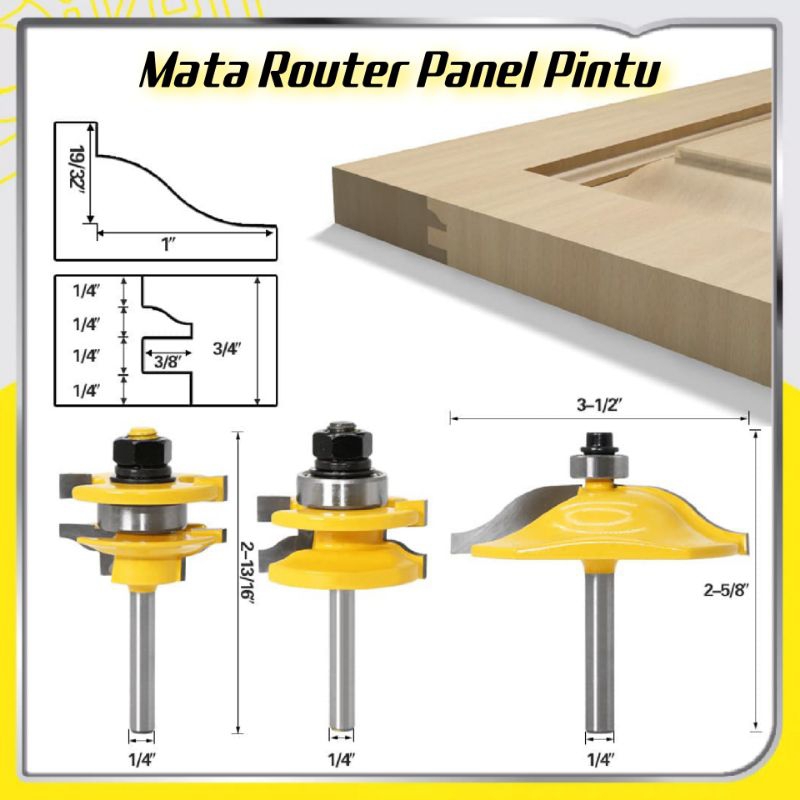 Mata Router Profil Panel Pintu Shank 6.35mm Door Cabinet Milling Cutter