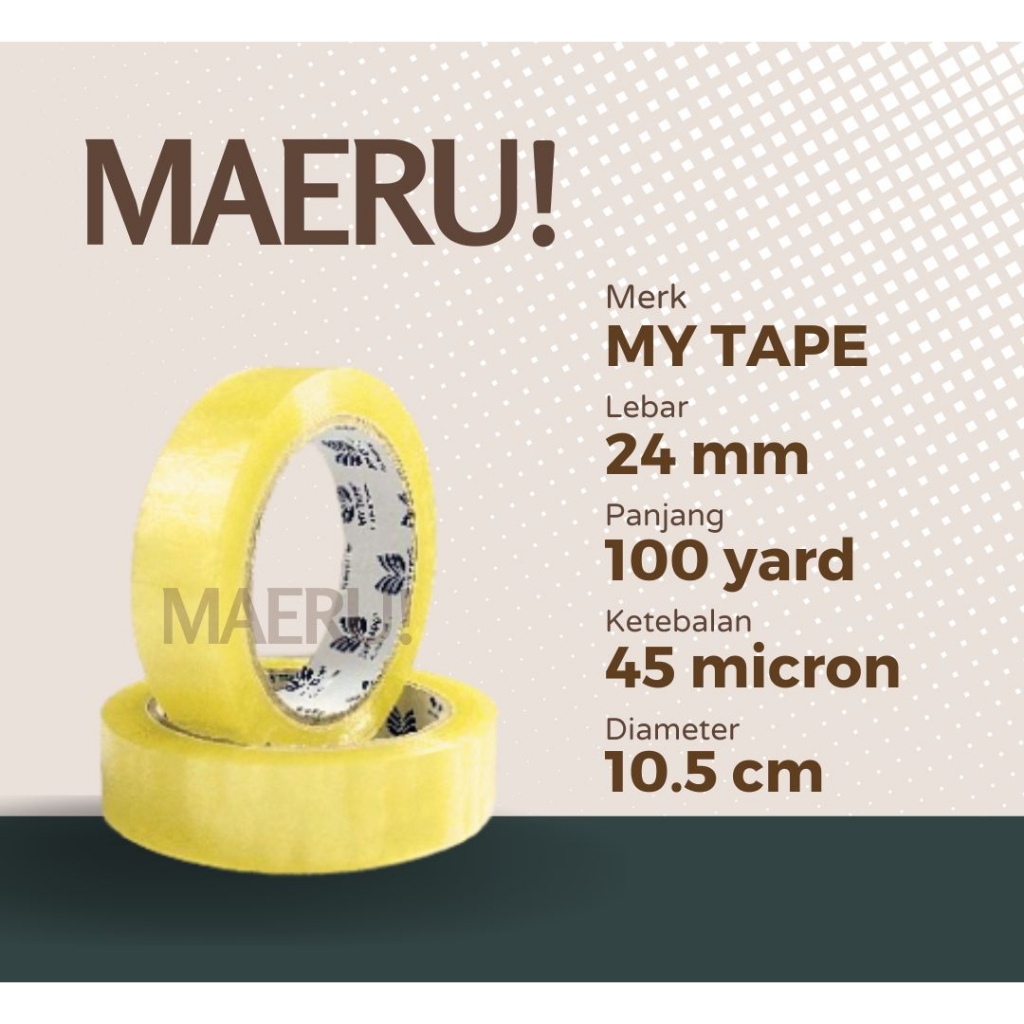 

LAKBAN MYTAPE ISOLASI SELOTIP BENING 24 MM X 100 YARD KUALITAS TERJAMIN