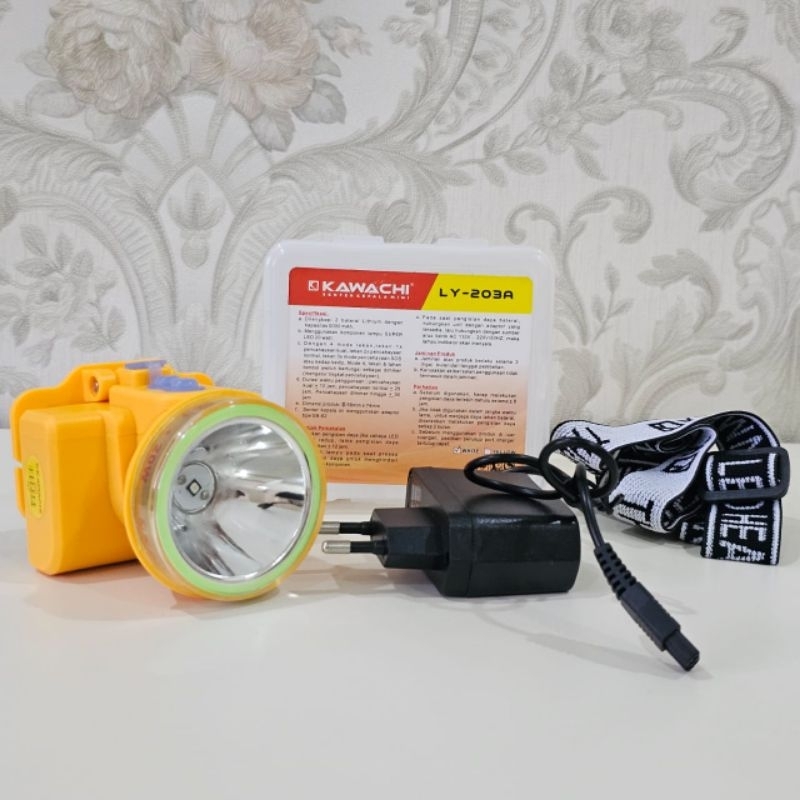 SENTER KEPALA KAWACHI 20WATT LY 203A  / WATERPROFF / BATERAI LITHIUM 5000MAH