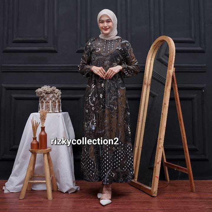 Rizky_collection2 - MS GAMIS BATIK SRIWEDARI MAXI BUMIL/BUSUI KATUN SOGAN ALLSIZE & JUMBO