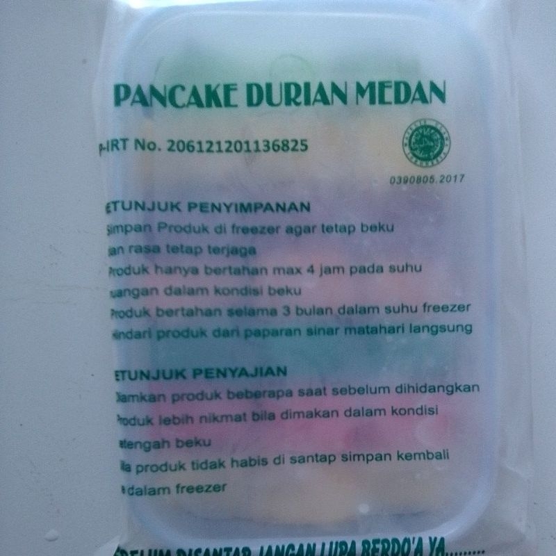 

PANCAKE Durian Medan isi 21