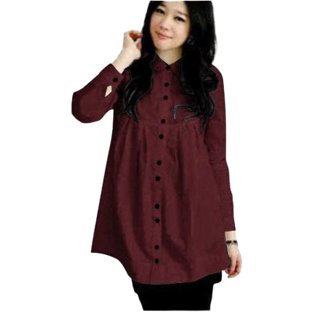 Atasan Lengan Panjang Lababydoll Kemeja Polos Blus Kasual Baju Muslim Wanita Blouse Muslimah