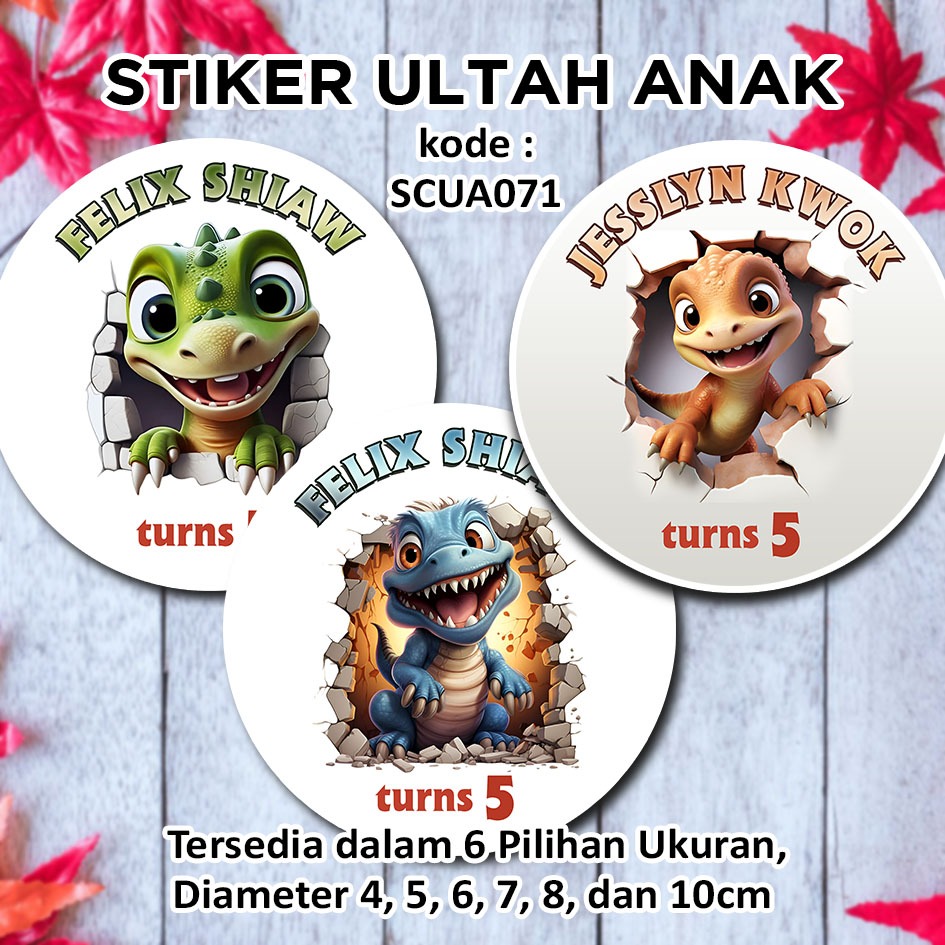 

STIKER ULTAH ANAK DINOSAURUS LUCU STICKER LABEL ULANG TAHUN ANAK BINGKISAN SOUVENIR KEMASAN KOTAK NASI BOX KUE MAKANAN TUMPENG MINI KIDS BIRTHDAY SEGEL HAMPERS