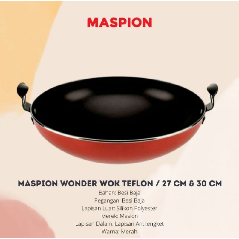 Wajan Penggorengan Maspion Wonder Wok 30cm Anti Lengket