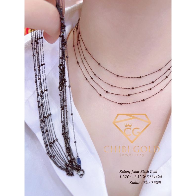 CHIBIGOLD - Kalung emas  jedar  black gold emas 750 kadar 17k - CHIBI gold