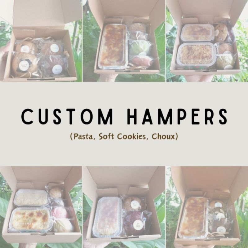 

CUSTOM HAMPERS/PARCEL/GIFT BOX (PASTA, SOFT COOKIES, CHOUX)
