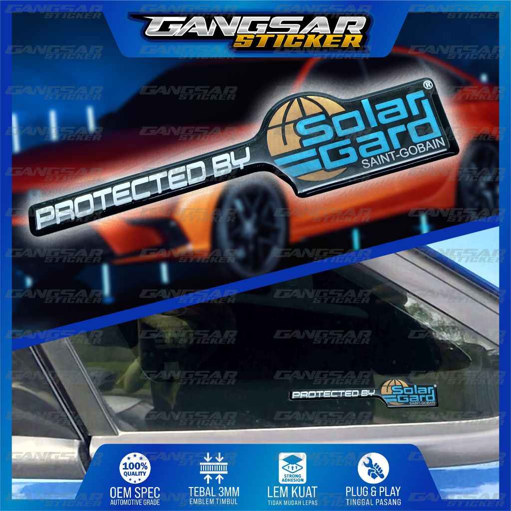 Emblem kaca film solar gard / Stiker timbul solar gard / emblem timbul solar gard