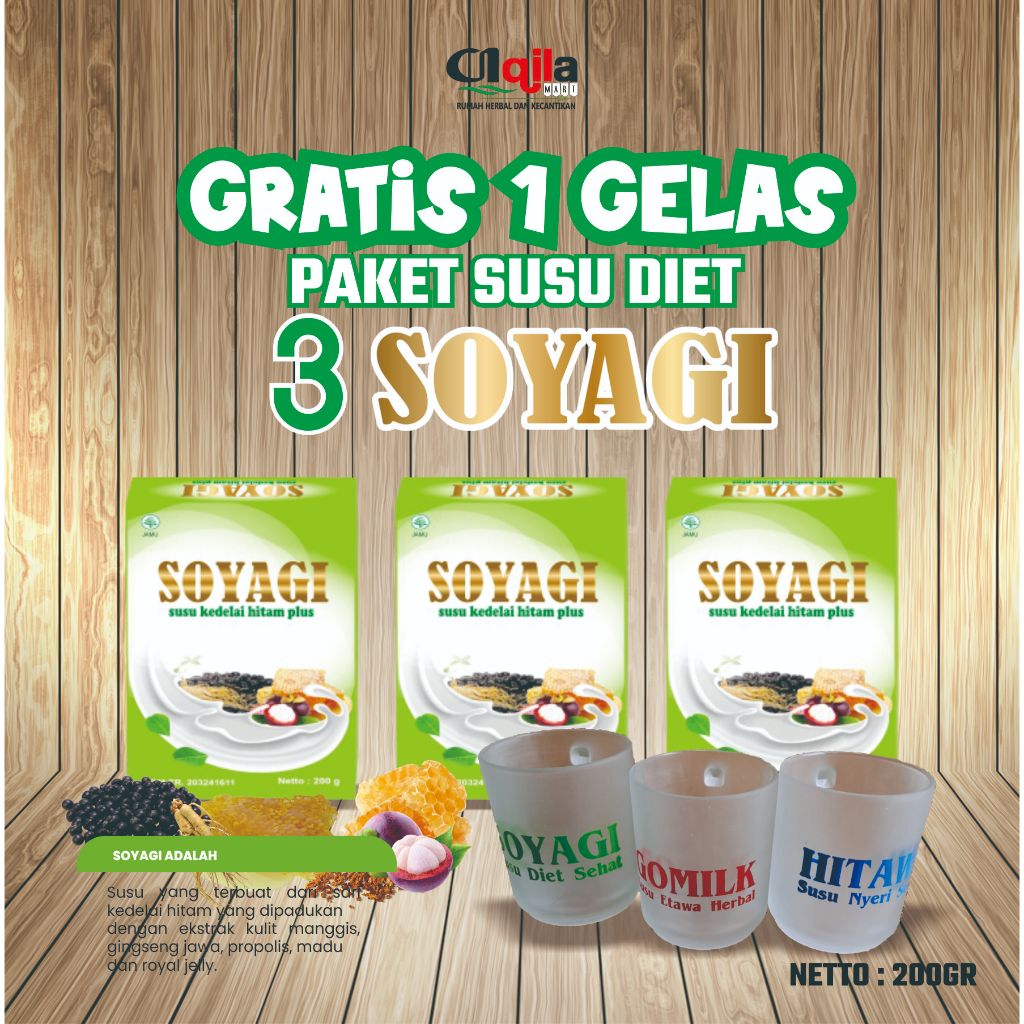 

Paket Susu Diet 3 Box Soyagi Gratis 1 Gelas