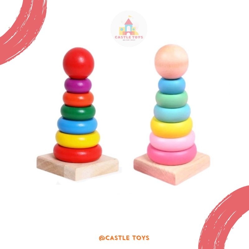 Mainan Susun Donat/ Mainan Kayu Susun/ Donat Susun Kayu/ Mainan Edukasi/Mainan Tower Susun/ Mainan T