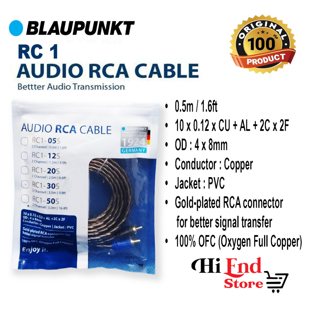 AUDIO RCA CABLE RC1 2 Channel Blaupunkt Kabel RCA