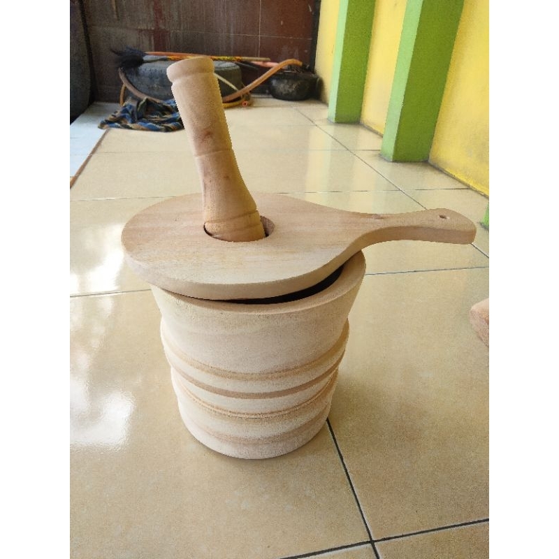 Lumpang Kayu Rujak Beubek + Tutup