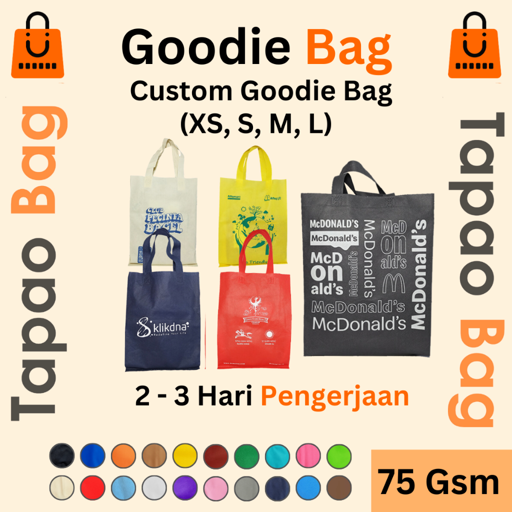 

Custom Sablon Tas Goodie Bag Tote Bag Tas Ulang Tahun Anak Spunbond 75 Gr