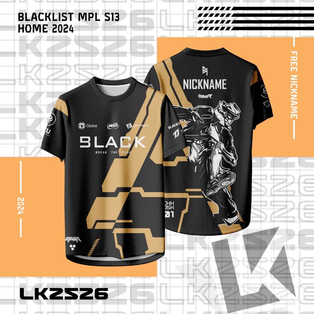Jersey E-Sport BLACKLIST 2024 | Home MPL S13 | Full Printing Premium