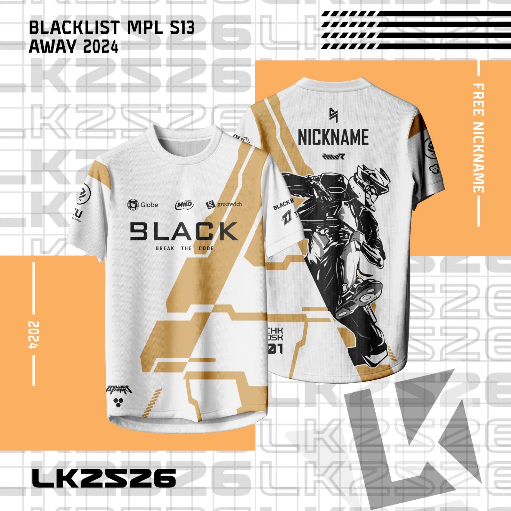 Jersey E-Sport BLACKLIST 2024 | Away MPL S13 | Full Printing Premium