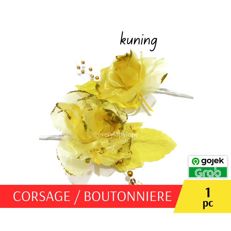Corsage Pin Jas Korsase Bros Bunga Dada Panitia Wedding Warna Kuning
