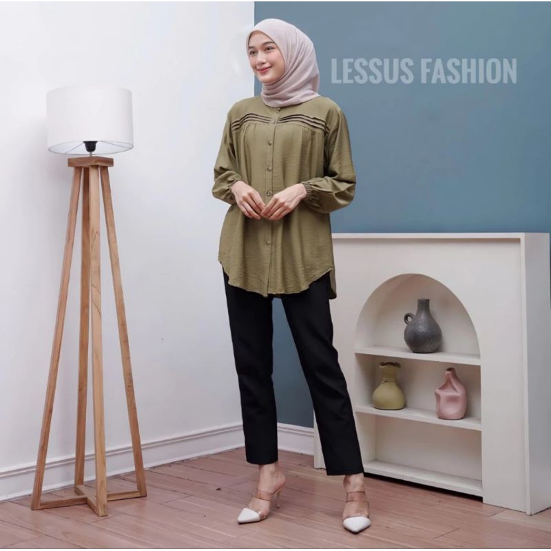 LUNA BLOUSE KEMAJA WANITA POLOS CRINKLE AIRFLOW/LUNA KEMAJA ATASAN WANITA CRINKLE AIRFLOW
