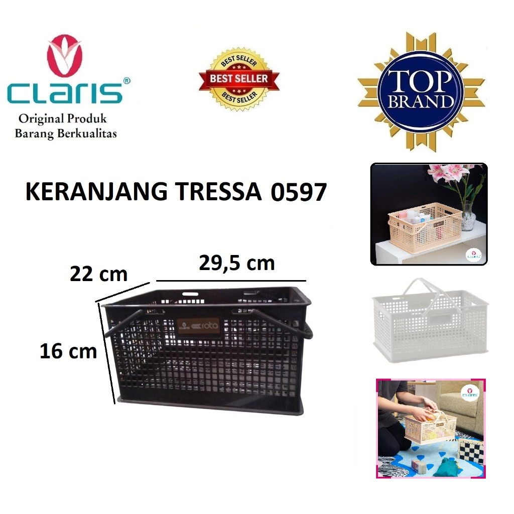 TSSJ Keranjang Penyimpanan Plastik Claris Tressa 0597 | Kotak Tempat Penyimpanan Gagang Box Organize