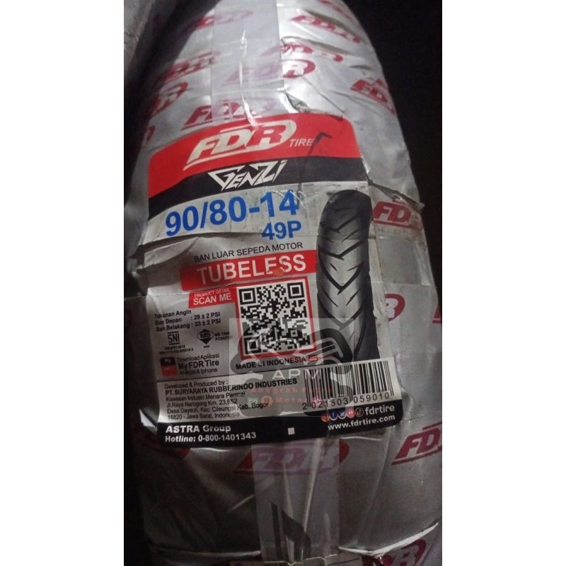 BAN LUAR TUBELESS FDR 90/80-14 GENZI / PRO
